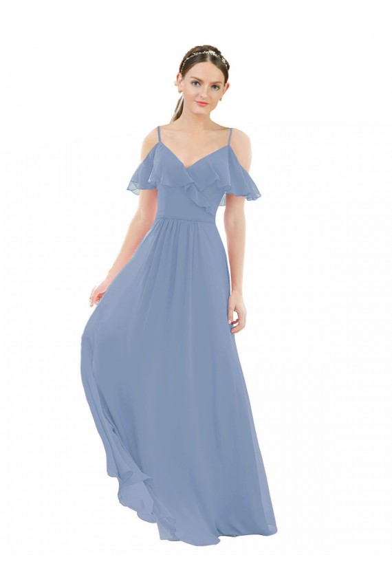 Cap Sleeves V-Neck Lxue Chiffon A-Line Bridesmaid Dress Newcastle