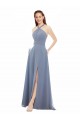 Sleeveless Halter Neck Soft Chiffon A-Line Evening Dress / Bridal Party Dress Newcastle