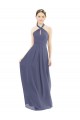 Sleeveless Silver Stone Halter Neck Low Back Soft Chiffon A-Line Bridesmaid Dress Newcastle