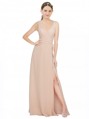 Sleeveless V-Neck Luxe Chiffon A-Line Bridesmaid Dress / Evening Dress Newcastle