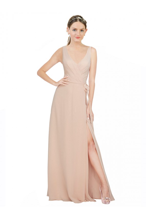Sleeveless V-Neck Luxe Chiffon A-Line Bridesmaid Dress / Evening Dress Newcastle
