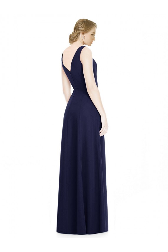 Sleeveless Dark Navy Cowl Neck V-Back Soft Chiffon A-Line Bridesmaid Dress Newcastle