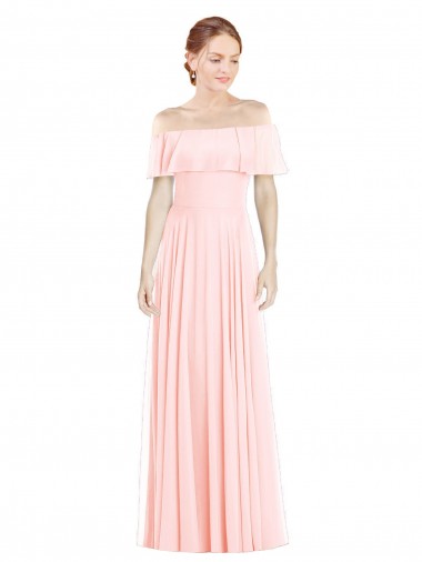 Sleeveless Off the Shoulder Soft Chiffon A-Line Formal Bridesmaid Dress Newcastle