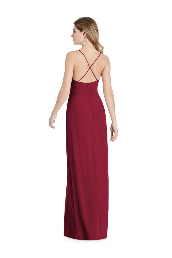 Sleeveless Spaghetti Straps Open Back Soft Chiffon A-Line Semi Formal Evening Dress / Bridesmaid Dress Newcastle