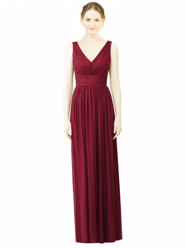 Sleeveless Burgundy V-Neck V-Back Soft Chiffon A-Line Bridesmaid Dress / Formal Dress Newcastle