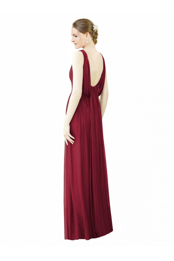 Sleeveless Burgundy V-Neck V-Back Soft Chiffon A-Line Bridesmaid Dress / Formal Dress Newcastle