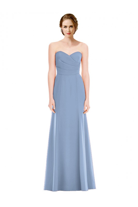 Sleeveless Dusty Blue Sweetheart Soft Chiffon Mermaid Bridesmaid Dress Newcastle
