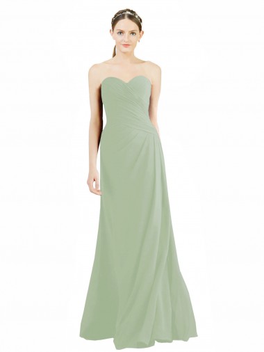 Sleeveless Smoke Green Sweetheart Soft Chiffon A-Line Bridesmaid Dress Newcastle
