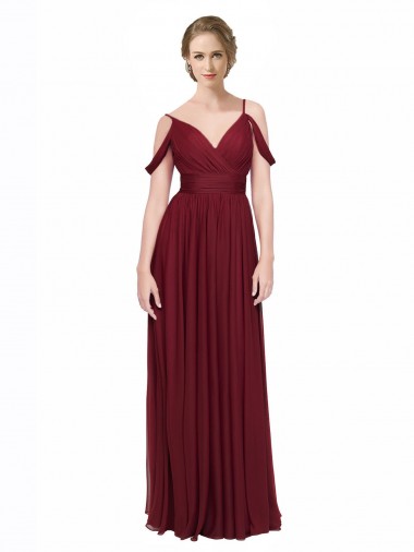 Sleeveless Off the Shoulder Low Back Chiffon A-Line Bridesmaid Dress / Evening Dress Newcastle