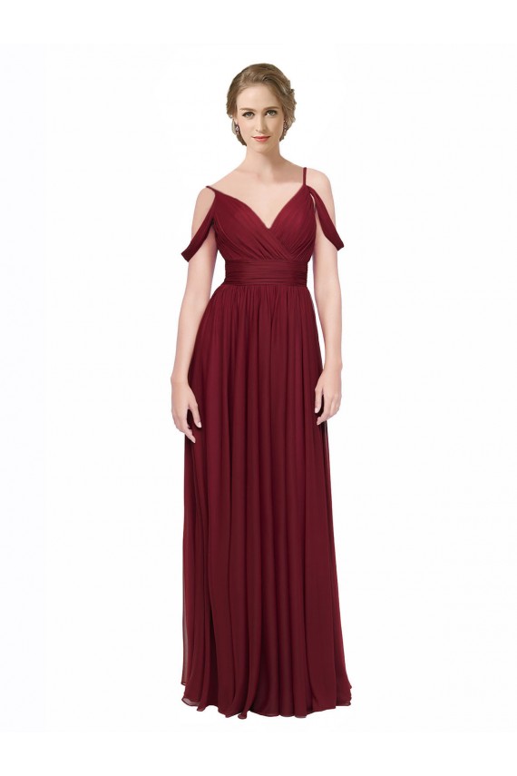 Sleeveless Off the Shoulder Low Back Chiffon A-Line Bridesmaid Dress / Evening Dress Newcastle