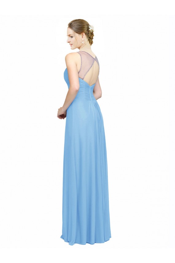 Sleeveless Spaghetti Straps Keyhole Back Chiffon A-Line Bridesmaid Dress / Evening Dress Newcastle