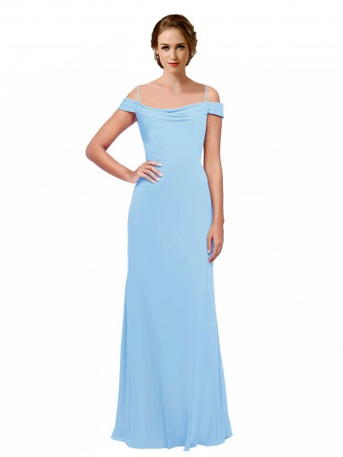 Sleeveless Periwinkle Off the Shoulder Soft Chiffon A-Line Bridesmaid Dress Newcastle