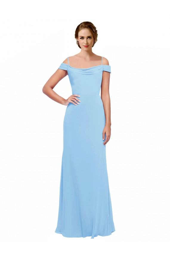Sleeveless Periwinkle Off the Shoulder Soft Chiffon A-Line Bridesmaid Dress Newcastle