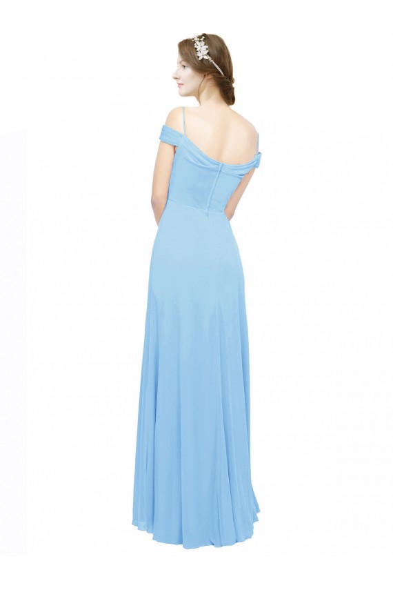 Sleeveless Periwinkle Off the Shoulder Soft Chiffon A-Line Bridesmaid Dress Newcastle