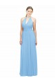Sleeveless Periwinkle Halter Neck Open Back Soft Chiffon A-Line Bridesmaid Dress Newcastle