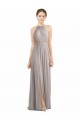 Sleeveless Oyster Silver Halter Neck Open Back Soft Chiffon A-Line Bridesmaid Dress Newcastle