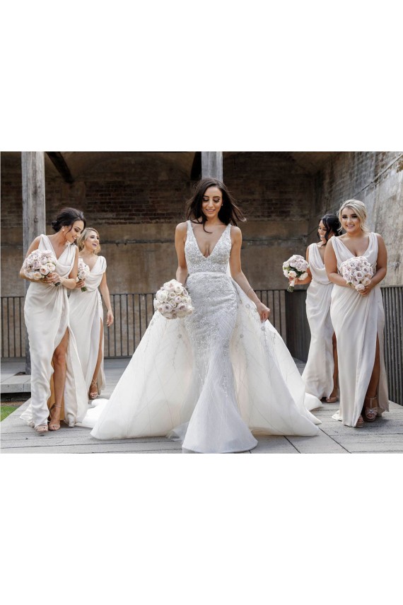 Sleeveless V-Neck Low Back Soft Chiffon A-Line Bridesmaid Dress Newcastle