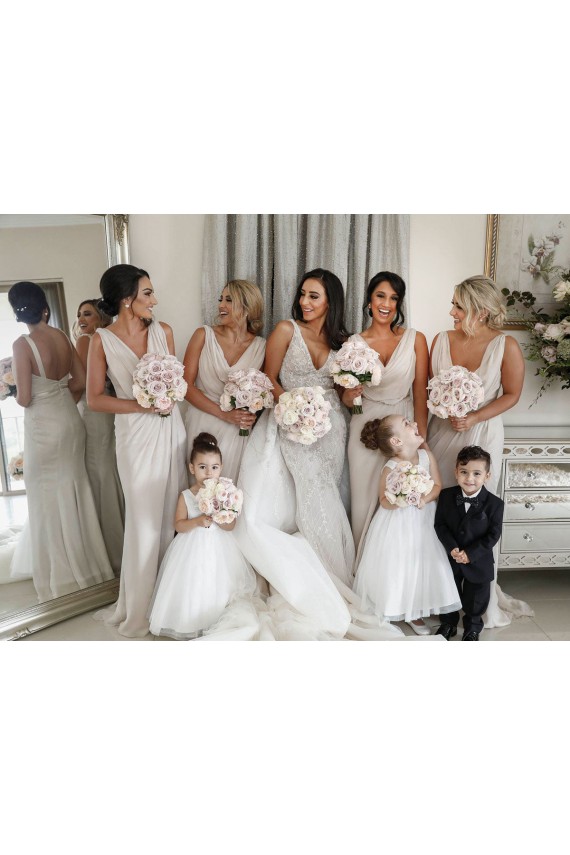 Sleeveless V-Neck Low Back Soft Chiffon A-Line Bridesmaid Dress Newcastle