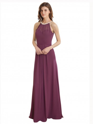Sleeveless Sweetheart Keyhole Back Chiffon A-Line Bridesmaid Dress / Evening Gowns Newcastle