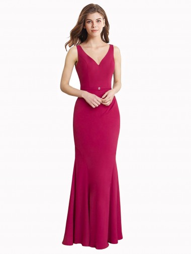 Sleeveless V-Neck V-Back Soft Chiffon Mermaid Prom Dress / Bridesmaid Dress Newcastle