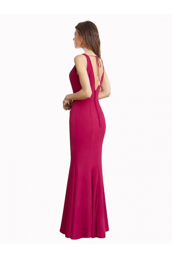 Sleeveless V-Neck V-Back Soft Chiffon Mermaid Prom Dress / Bridesmaid Dress Newcastle