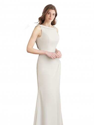Sleeveless Boat Neck V-Back Soft Chiffon & Satin Mermaid Bridesmaid Dress Newcastle