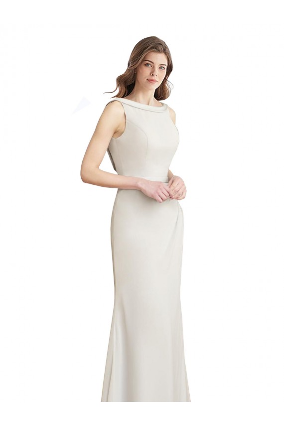 Sleeveless Boat Neck V-Back Soft Chiffon & Satin Mermaid Bridesmaid Dress Newcastle