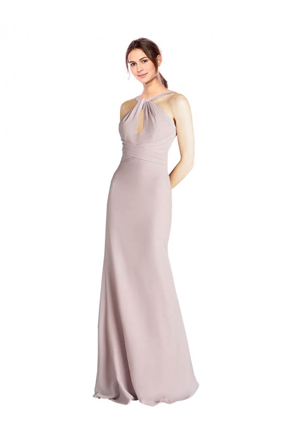 Sleeveless Halter Neck Open Back Soft Chiffon Sheath Bridesmaid Dress Newcastle