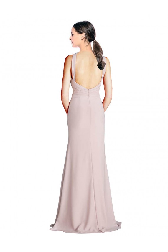 Sleeveless Halter Neck Open Back Soft Chiffon Sheath Bridesmaid Dress Newcastle