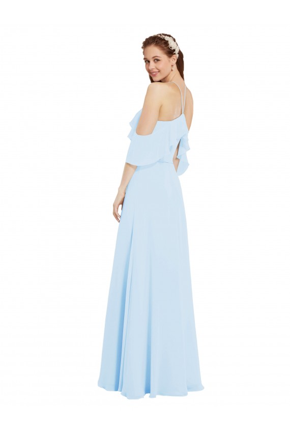 Cold Shoulder Halter Neck Soft Chiffon A-Line Formal Dress / Bridesmaid Dress Newcastle