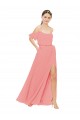 Sleeveless Watermelon Off the Shoulder Soft Chiffon A-Line Bridesmaid Dress Newcastle