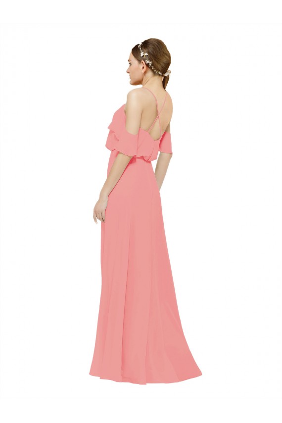 Sleeveless Watermelon Off the Shoulder Soft Chiffon A-Line Bridesmaid Dress Newcastle