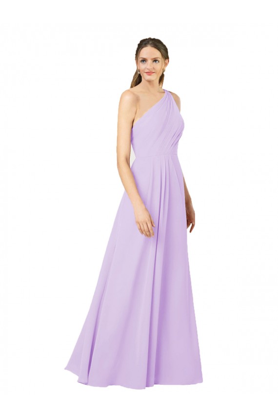 Sleeveless One Shoulder Soft Chiffon Sheath Formal Evening Gown / Bridesmaid Dress Newcastle