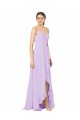 Sleeveless V-Neck Open Back Soft Chiffon Sheath High Low Bridesmaid Dress Newcastle
