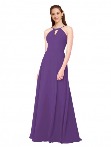 Sleeveless High Neck Soft Chiffon Sheath Bridesmaid Dress Newcastle