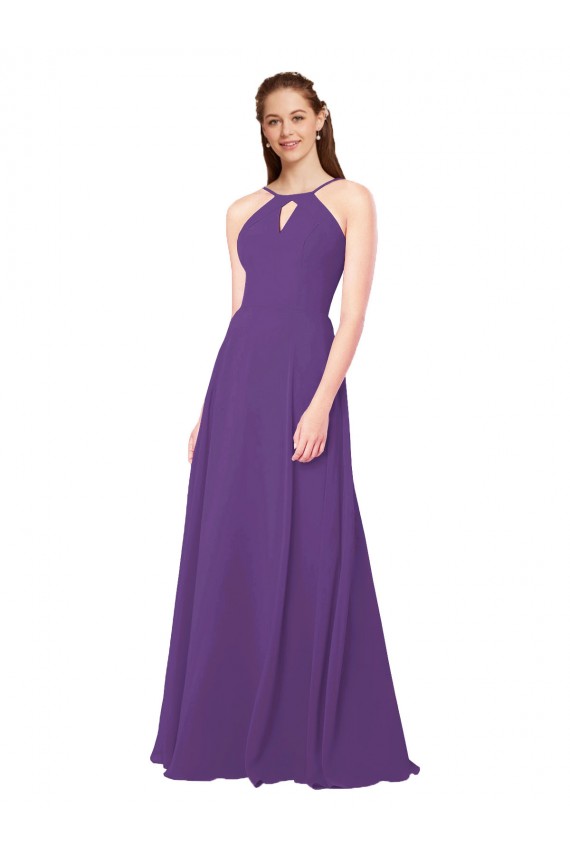 Sleeveless High Neck Soft Chiffon Sheath Bridesmaid Dress Newcastle