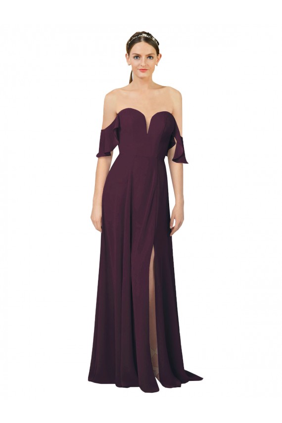 Cold Shoulder Sweetheart Soft Chiffon Sheath Formal Dress / Bridesmaid Dress Newcastle