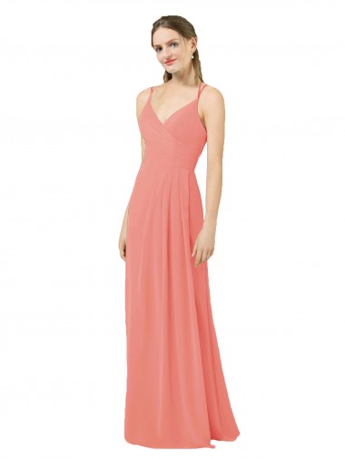 Sleeveless Desert Rose V-Neck Keyhole Back Soft Chiffon Sheath Bridesmaid Dress Newcastle