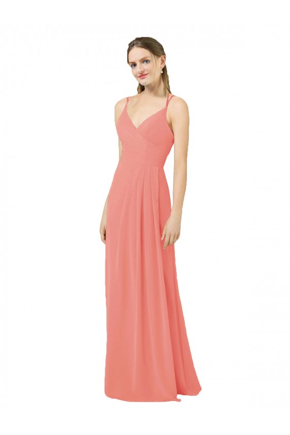 Sleeveless Desert Rose V-Neck Keyhole Back Soft Chiffon Sheath Bridesmaid Dress Newcastle