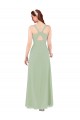 Sleeveless Smoke Green V-Neck Keyhole Back Soft Chiffon Sheath Bridesmaid Dress Newcastle