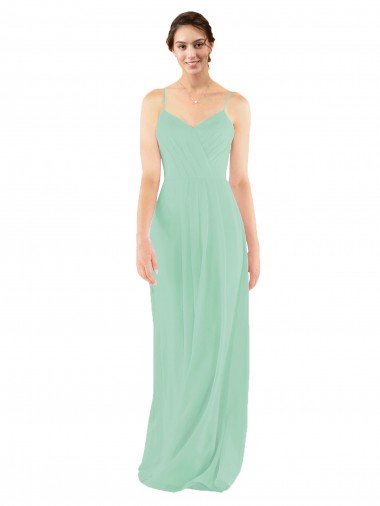 Sleeveless Mint Green V-Neck Keyhole Back Soft Chiffon Sheath Bridesmaid Dress Newcastle