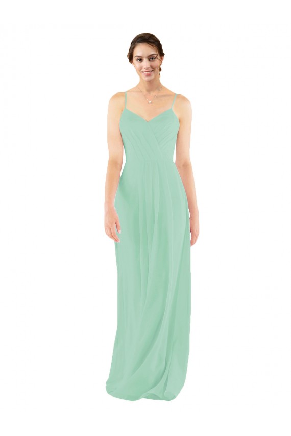 Sleeveless Mint Green V-Neck Keyhole Back Soft Chiffon Sheath Bridesmaid Dress Newcastle