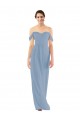 Sleeveless Dusty Blue Off the Shoulder Soft Chiffon Sheath Bridesmaid Dress Newcastle