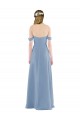 Sleeveless Dusty Blue Off the Shoulder Soft Chiffon Sheath Bridesmaid Dress Newcastle