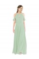 Sleeveless Sage Off the Shoulder Soft Chiffon Sheath Bridesmaid Dress Newcastle