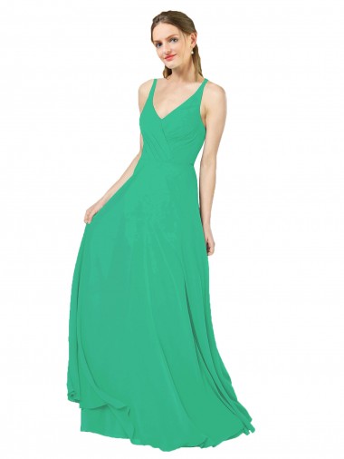 Sleeveless V-Neck Criss Cross Back Soft Chiffon Sheath Bridesmaid Dress Newcastle