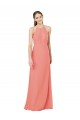 Sleeveless Desert Rose Halter Neck Keyhole Back Soft Chiffon Sheath Bridesmaid Dress Newcastle