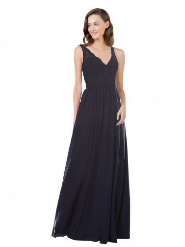 Sleeveless V-Neck Keyhole Back Soft Chiffon & Lace A-Line Bridesmaid Dress Newcastle