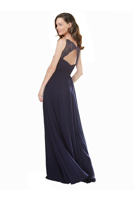 Sleeveless V-Neck Keyhole Back Soft Chiffon & Lace A-Line Bridesmaid Dress Newcastle