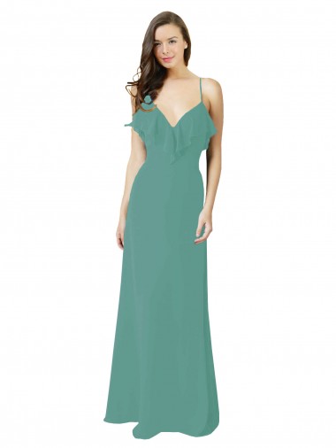 Sleeveless Icelandic Silver Spaghetti Straps Soft Chiffon A-Line Bridesmaid Gown Newcastle